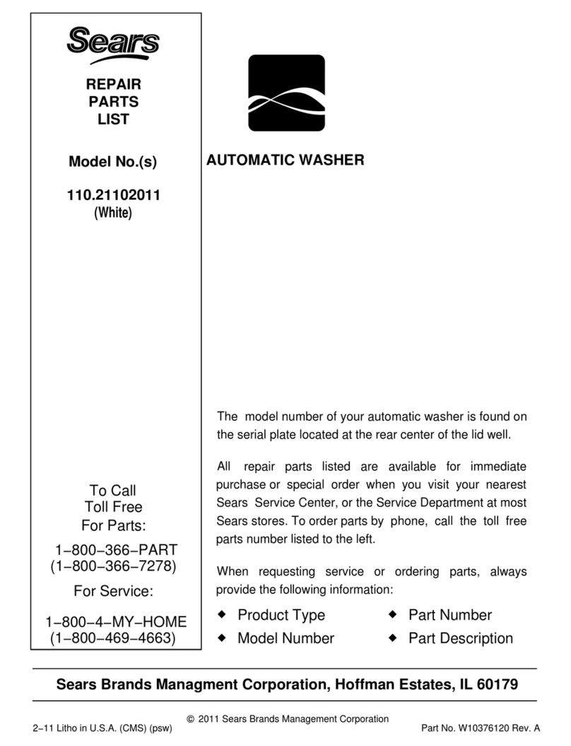 Sears 110.21102011 Repair parts list