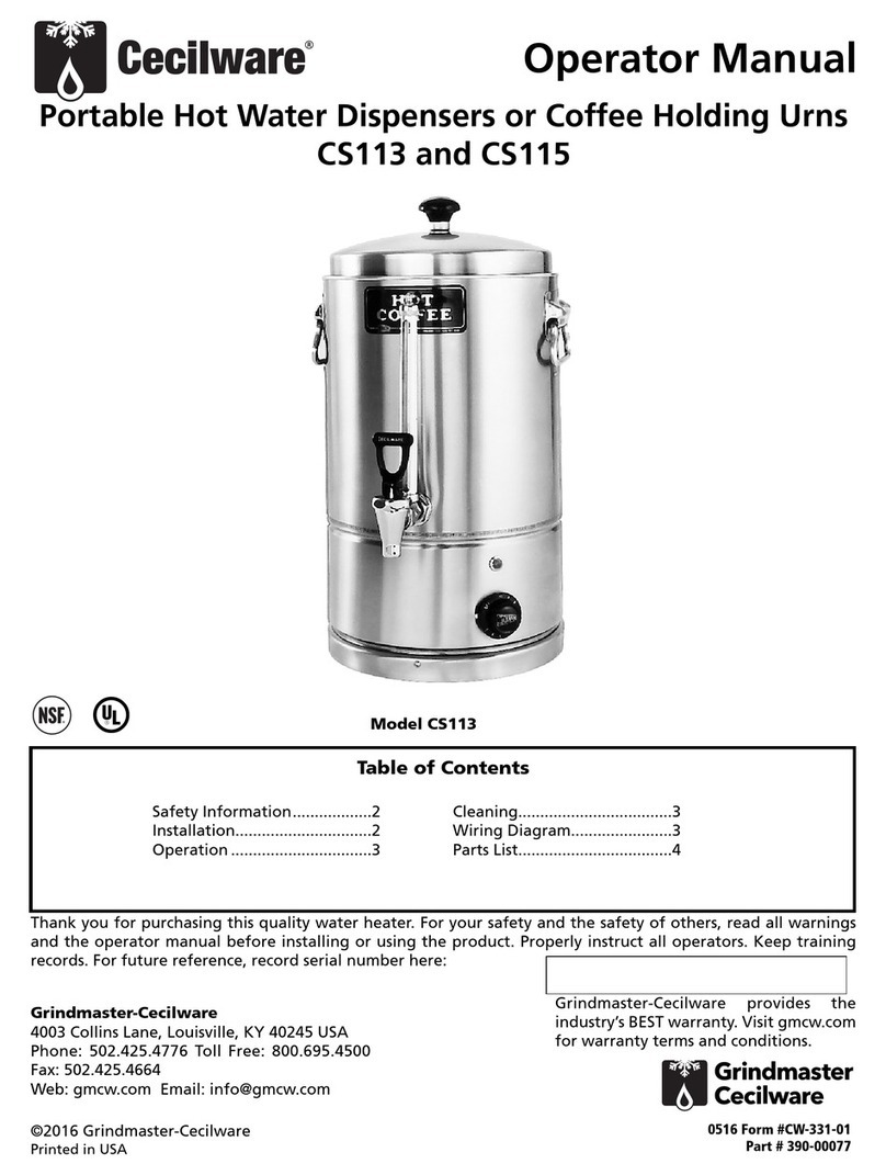 Cecilware CS113 User manual