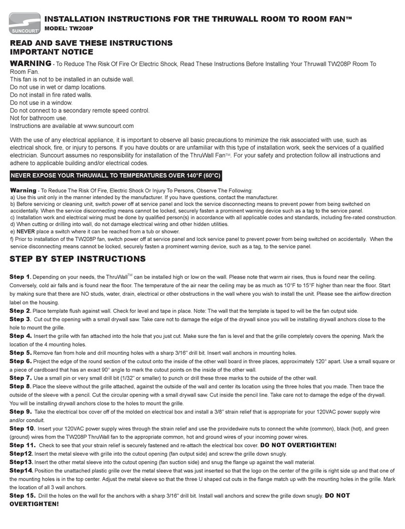 Suncourt TW208P installation instructions
