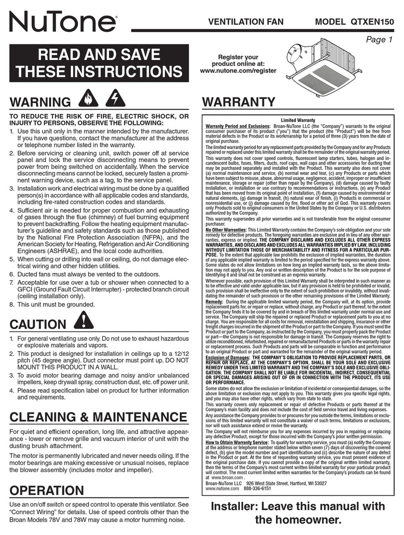 NuTone QTXEN150 User manual NuTone QTXEN150 User manual