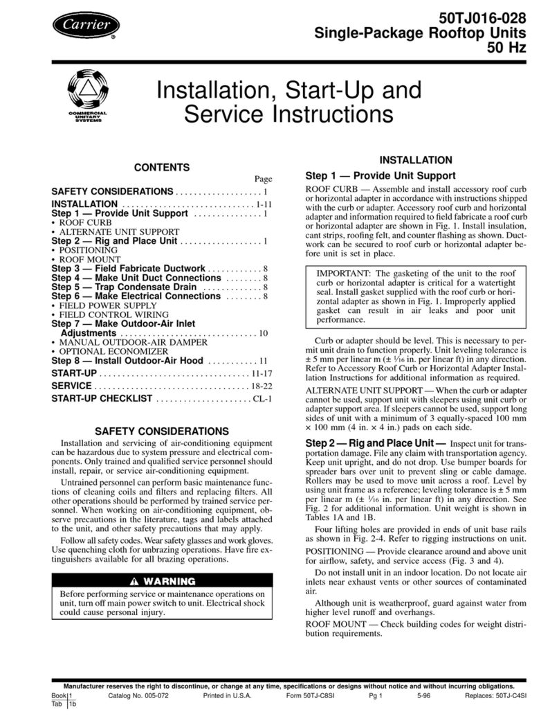 Carrier 50TJ016-028 Dimensions and installation guide