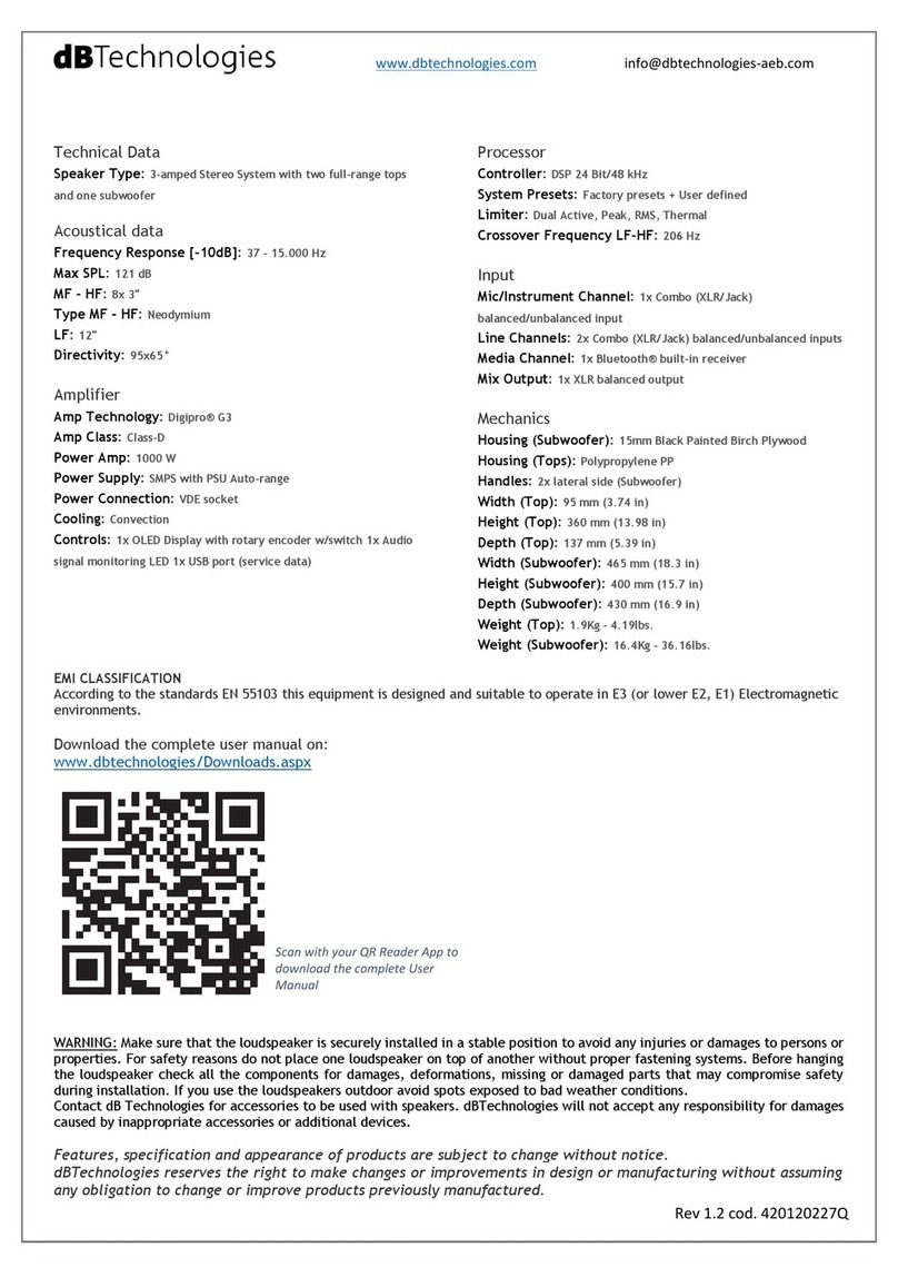 dB Technologies ES503 Quick start user manual