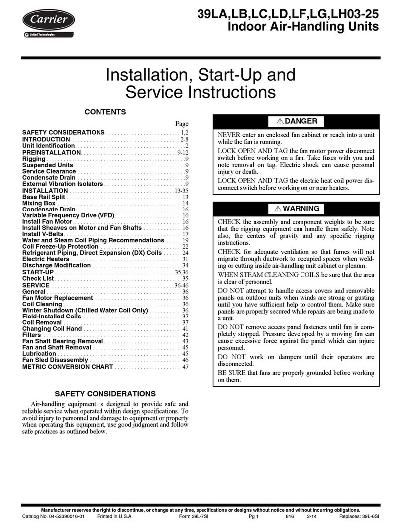 Carrier 39LH Dimensions and installation guide