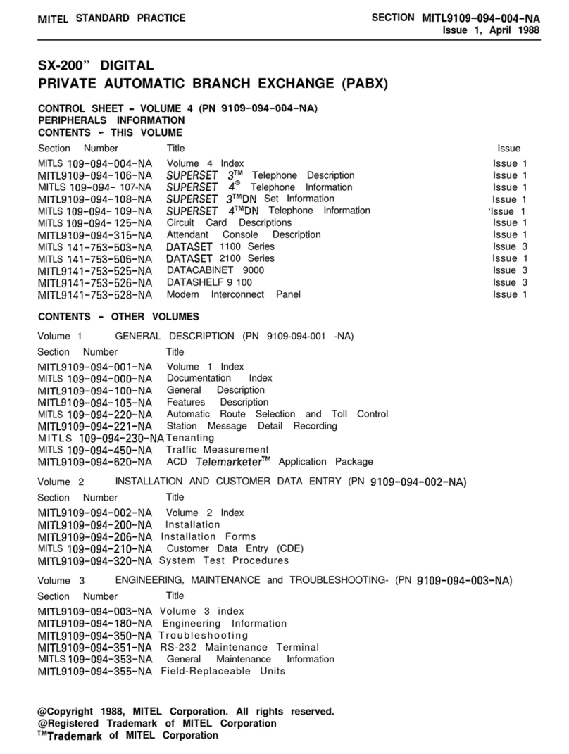 Mitel SX-200 User manual