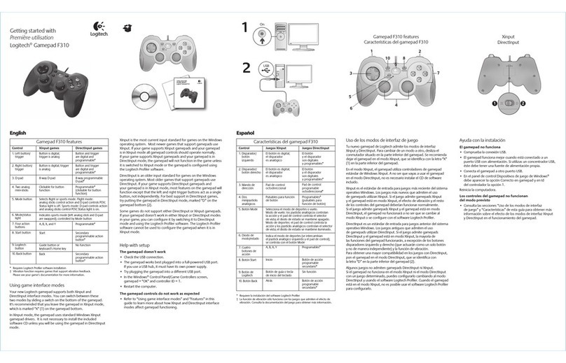 Logitech Gamepad F310 User manual