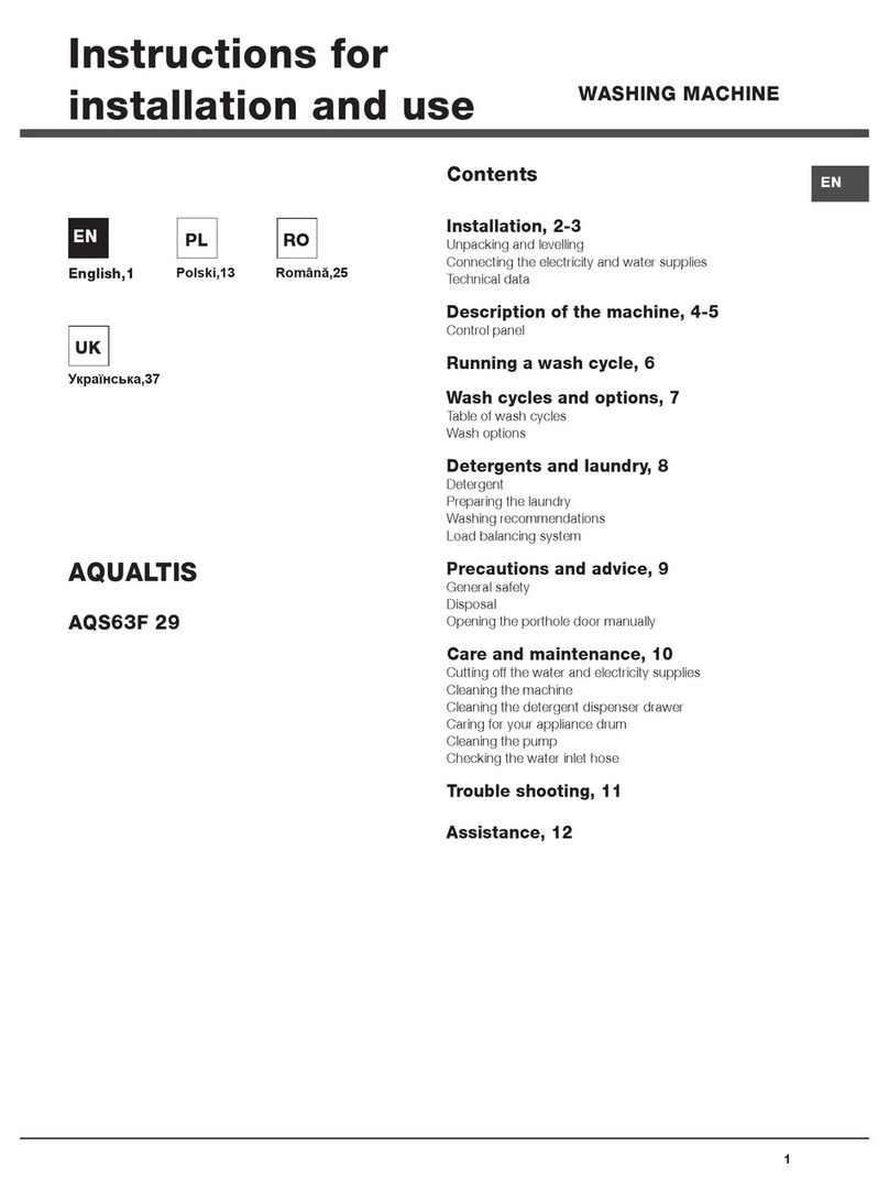 AQUALTIS AQS63F 29 Instructions for installation and use