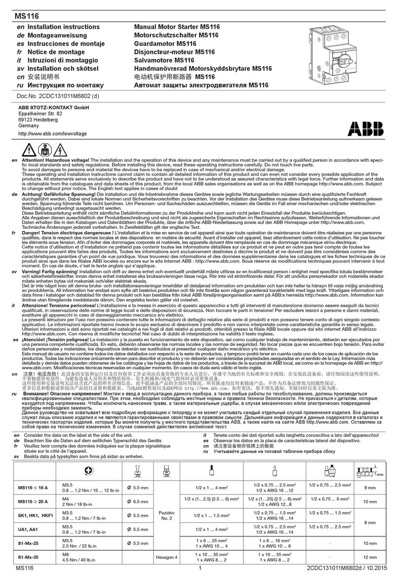 ABB MS116 installation instructions