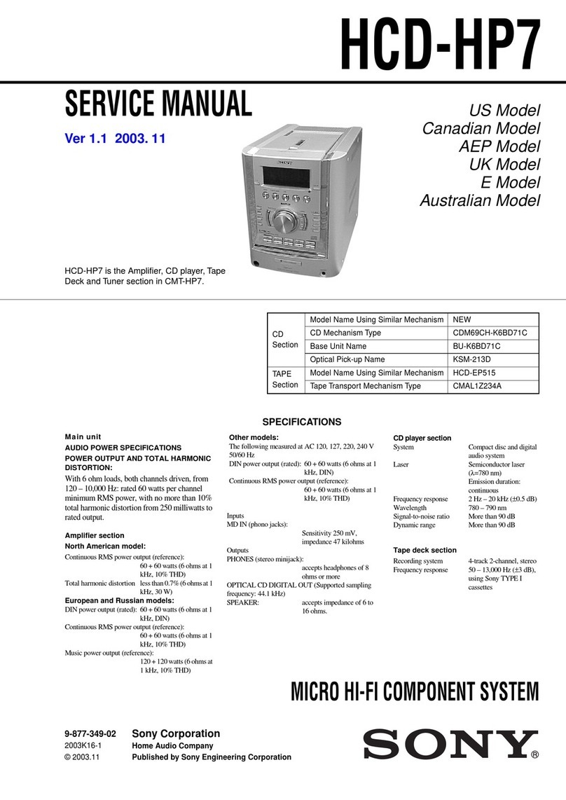 Sony HCD-HP7 - Hi Fi Components User manual Sony HCD-HP7 - Hi Fi Components User manual