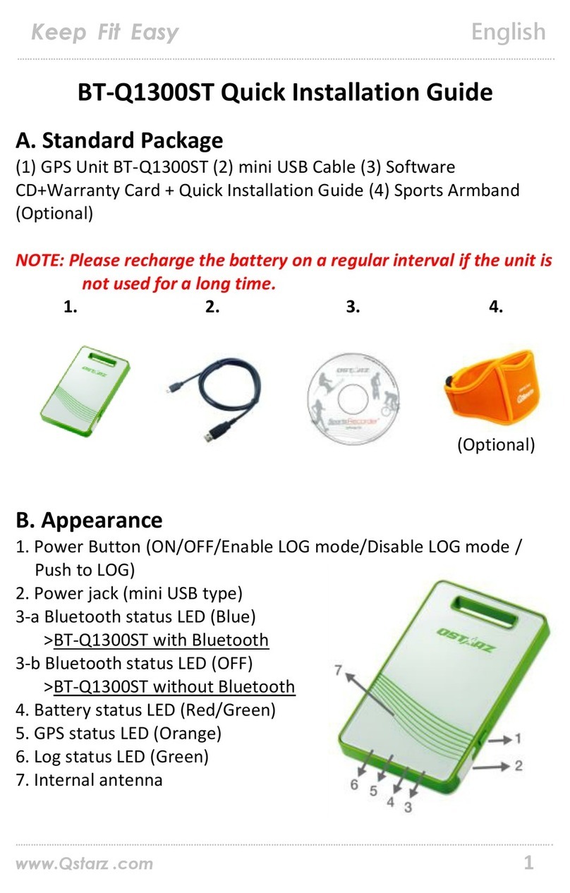 Qstarz Sports Recorder BT-Q1300ST Quick installation guide