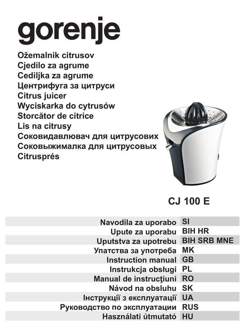 Gorenje CJ 100 E Instruction manual & recipes