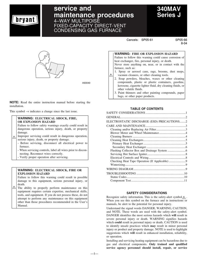 Bryant 340MAV J Series Installation and user guide