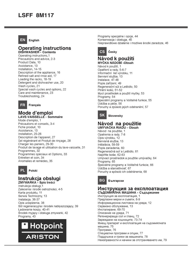 Hotpoint Ariston LSFF 8M117 operating instructions