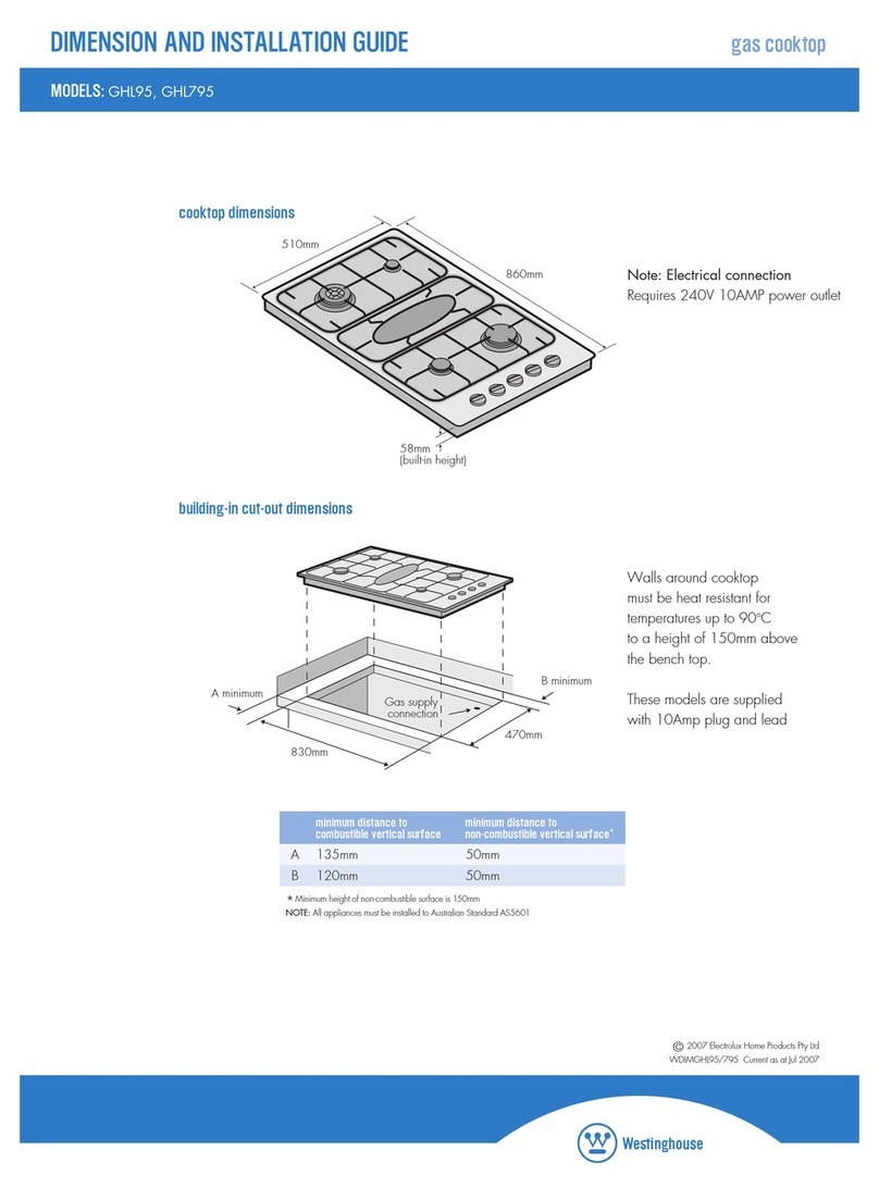 Westinghouse GHL95 Dimension and installation guide