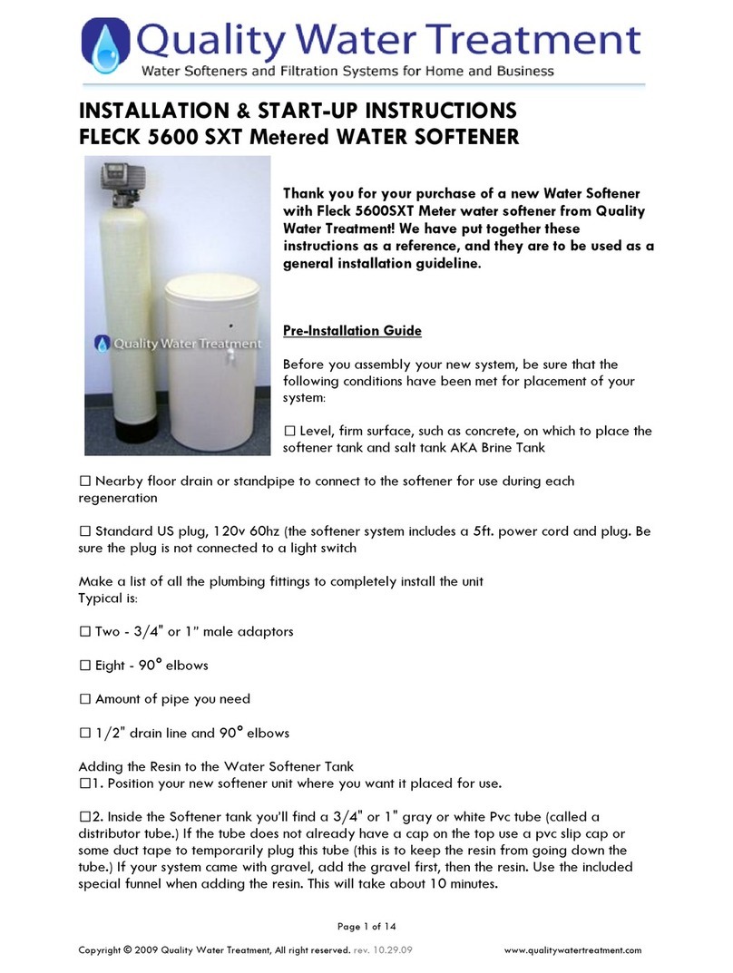 Quality Water Treatment Fleck 5600 SXT installation instructions