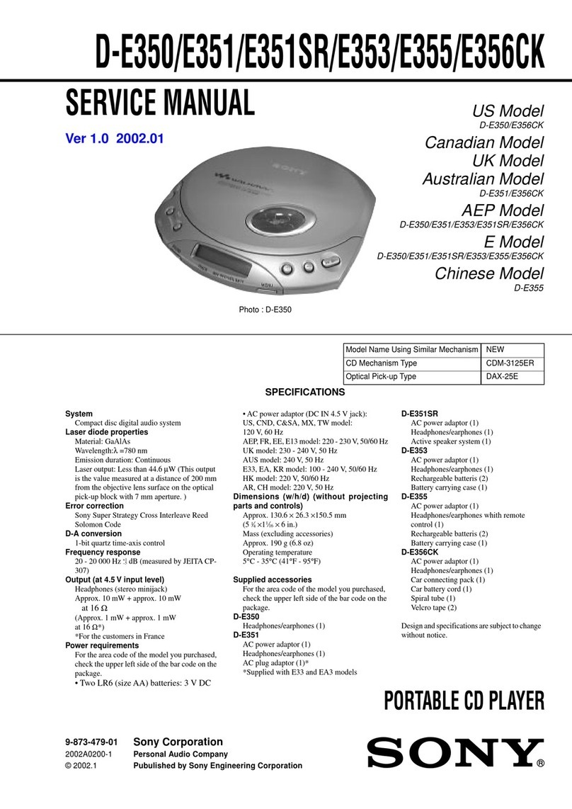 Sony D-E350 - PSYC CD Walkman User manual
