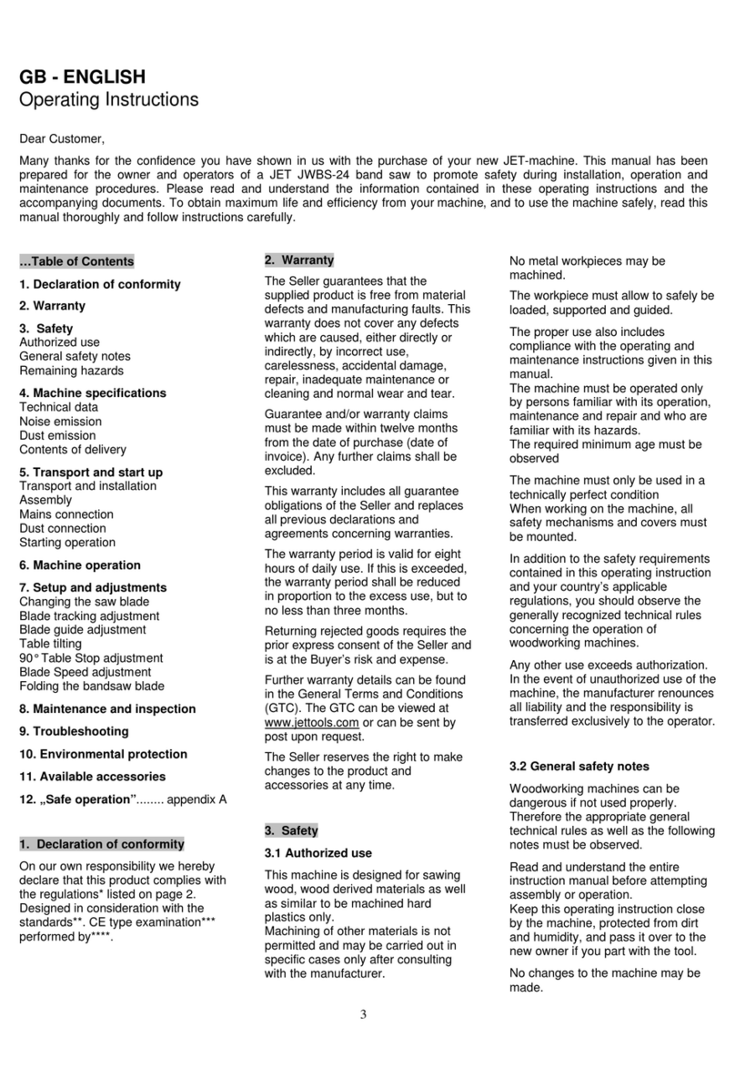 Jet JWBS-24 User manual