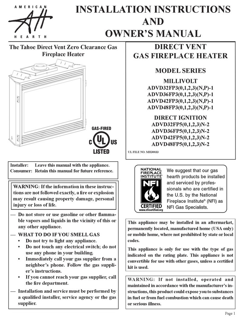 American Hearth ADVD32FP3(0,1,2,3)(N,P)-1 Installation instructions and owner's manual American Hearth ADVD32FP3(0,1,2,3)(N,P)-1 Installation instructions and owner's manual