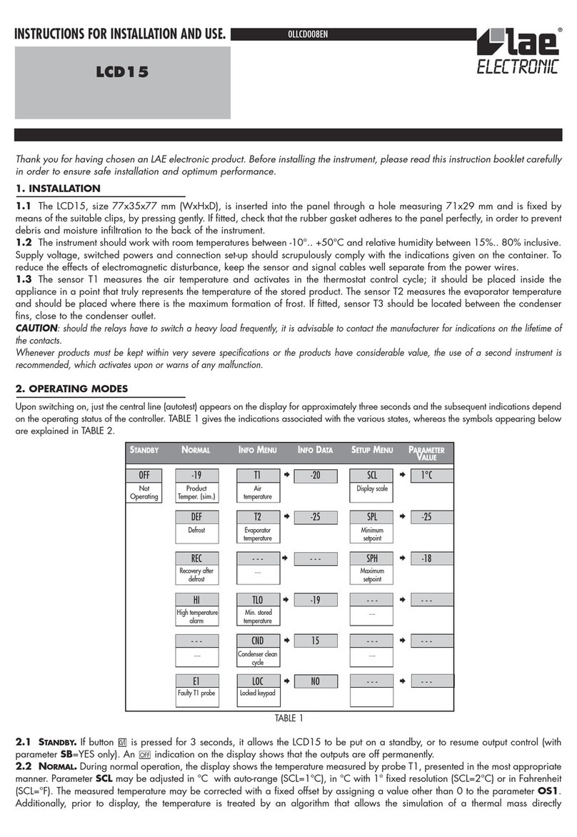 LAE LCD15 Instructions for installation and use