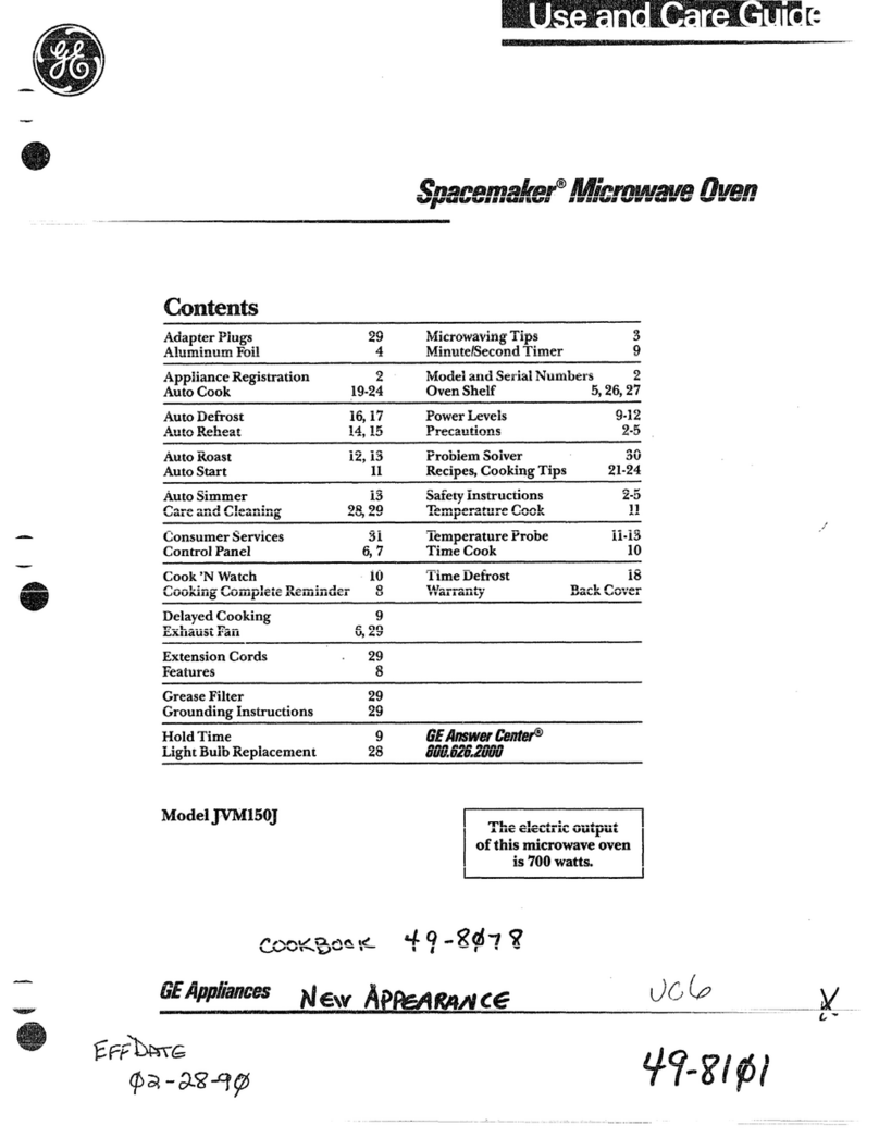 GE Spacemaker JVM150J Use and care guide