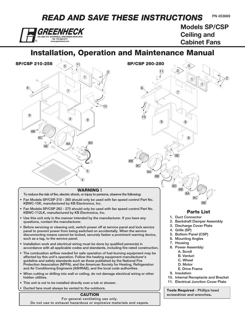 Greenheck SP 210-258 User manual