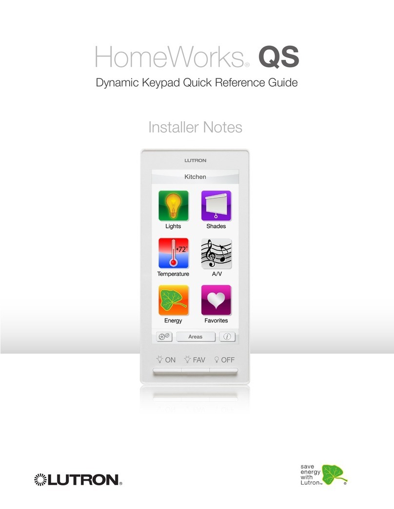 Lutron Electronics homeworks qs Quick reference guide