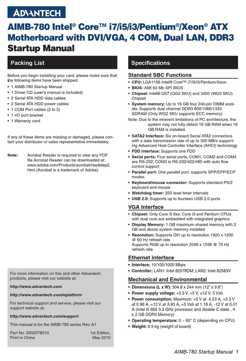 Advantech AIMB-780 Startup manual