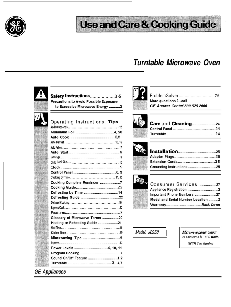 GE JE950 Use and care manual