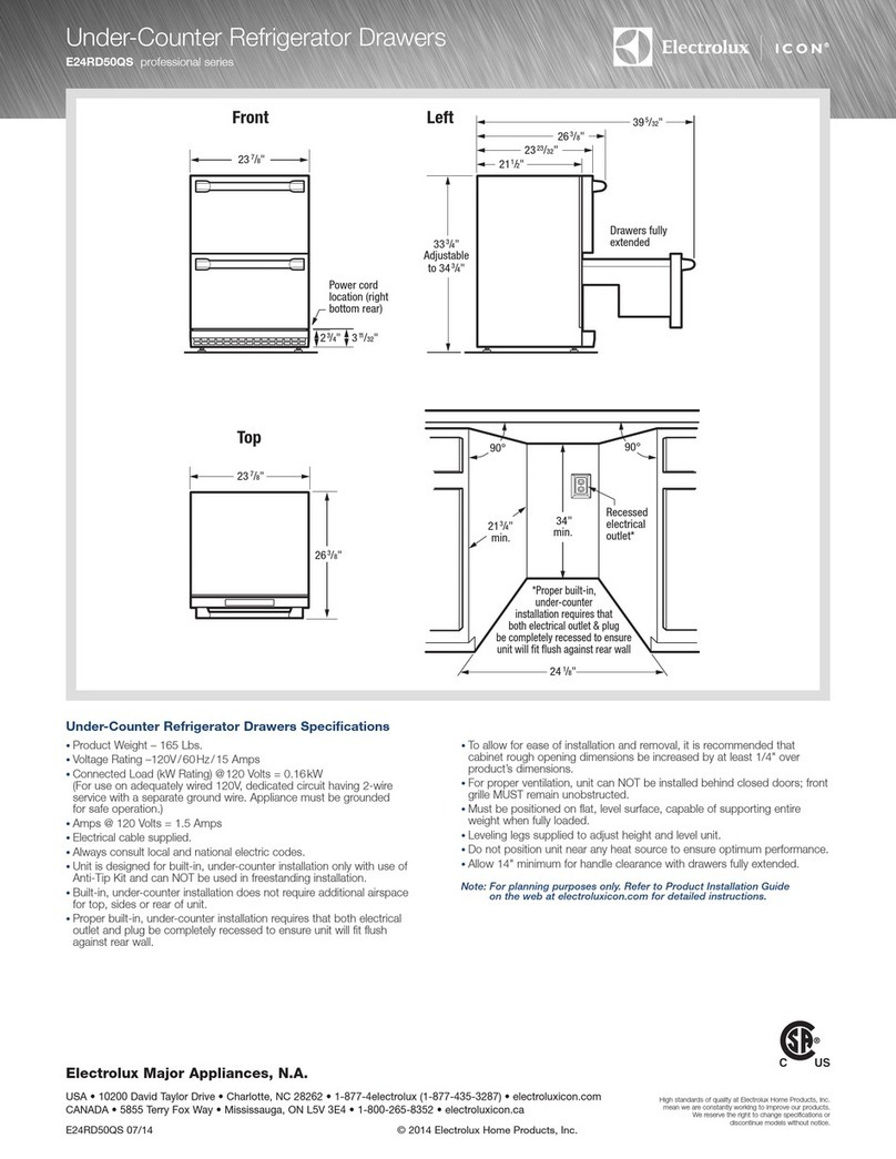 Electrolux ICON E24RD50QS Installation guidelines