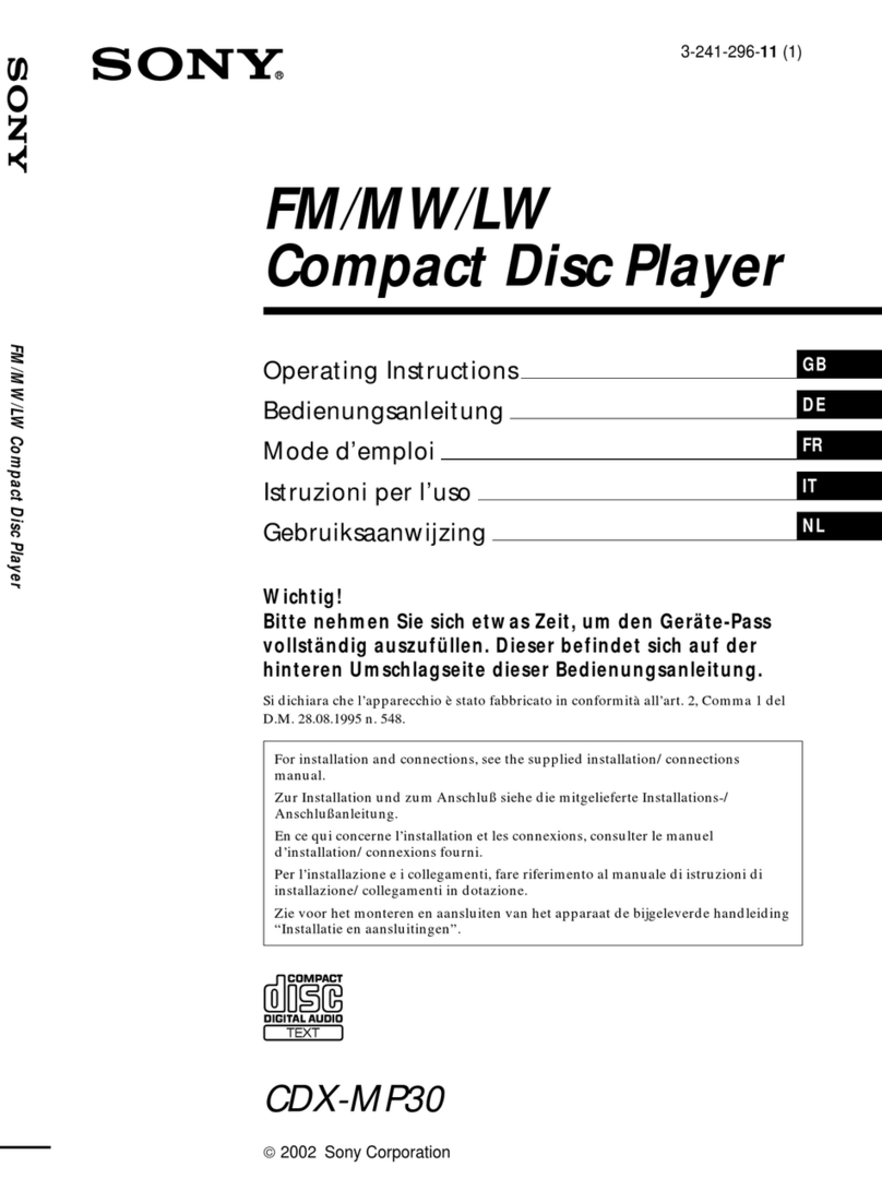 Sony CDX-MP30 Operating	 instruction