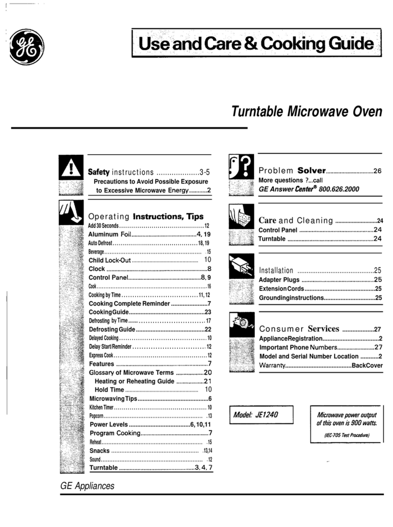 GE JE1240 Use and care manual