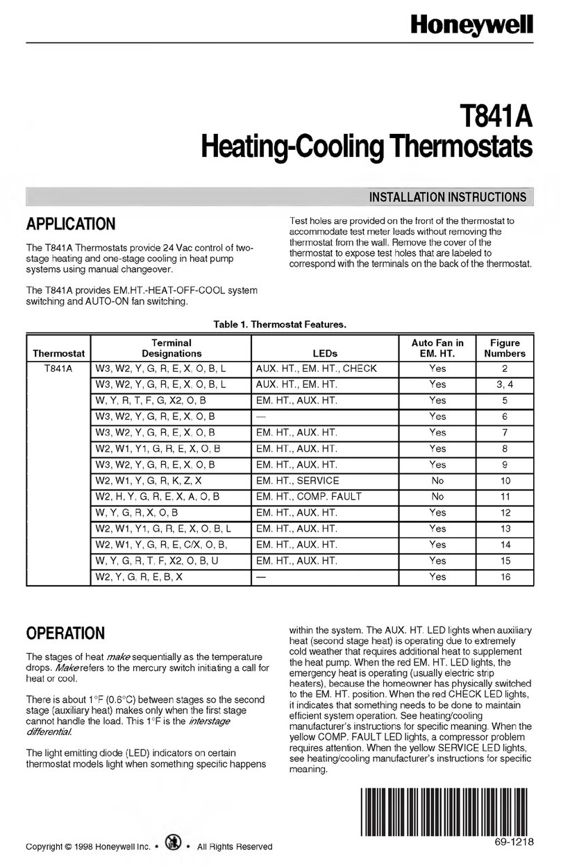Honeywell T841A installation instructions