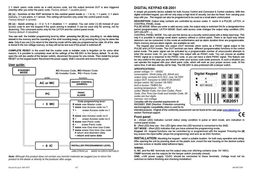 jablotron KB-2051 manual