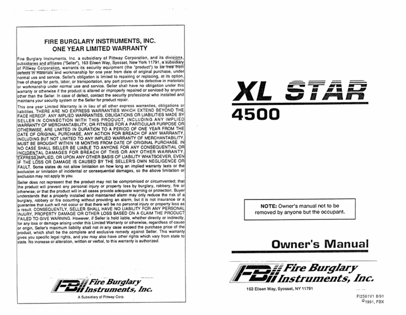 Fire Burglary Instruments XL star 4500 owner's manual Fire Burglary Instruments XL star 4500 owner's manual