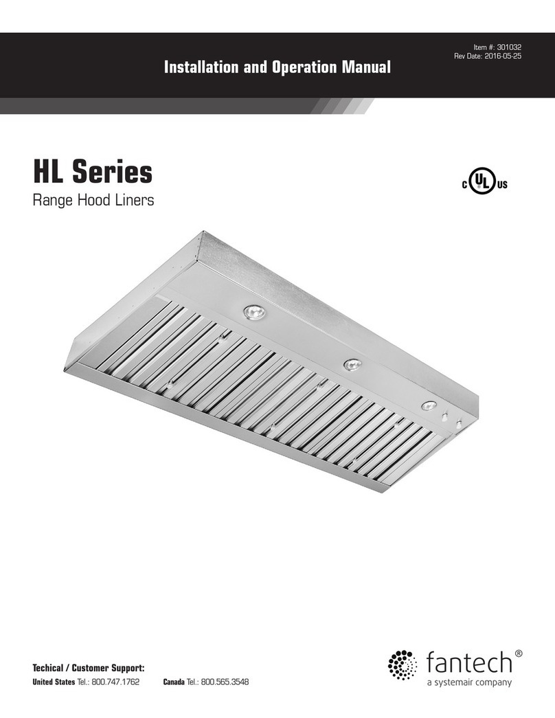 Fantech Hood Liners Installation and operation manual Fantech Hood Liners Installation and operation manual