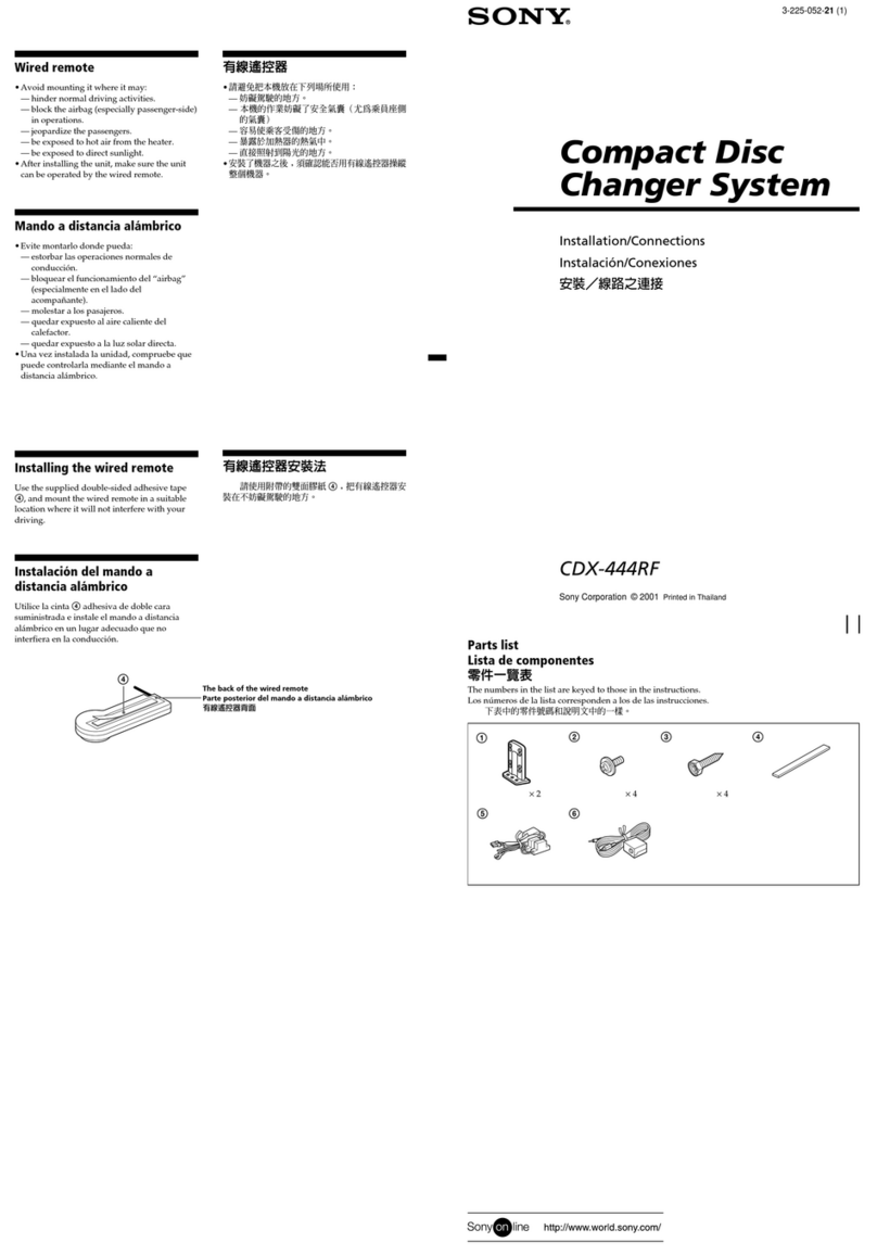 Sony CDX-444RF - Compact Disc Changer System User manual