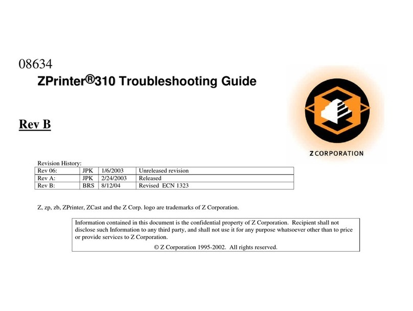 Zcorporation ZPrinter 310 troubleshooting guide