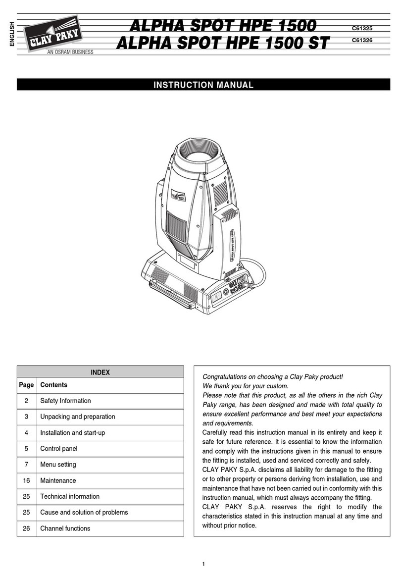 Claypaky ALPHA SPOT HPE 1500 instruction manual