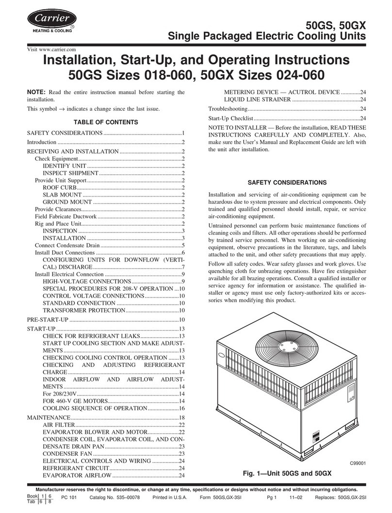 Carrier 50gs sizes 018-060 Installation manual