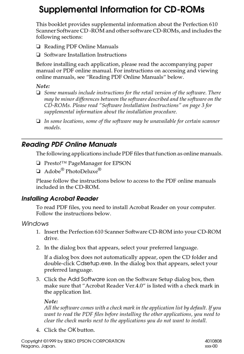 Epson Perfection 610 Scanner Owner's manual