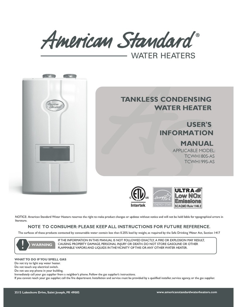 American Standard TCWH180S-AS User's information manual American Standard TCWH180S-AS User's information manual