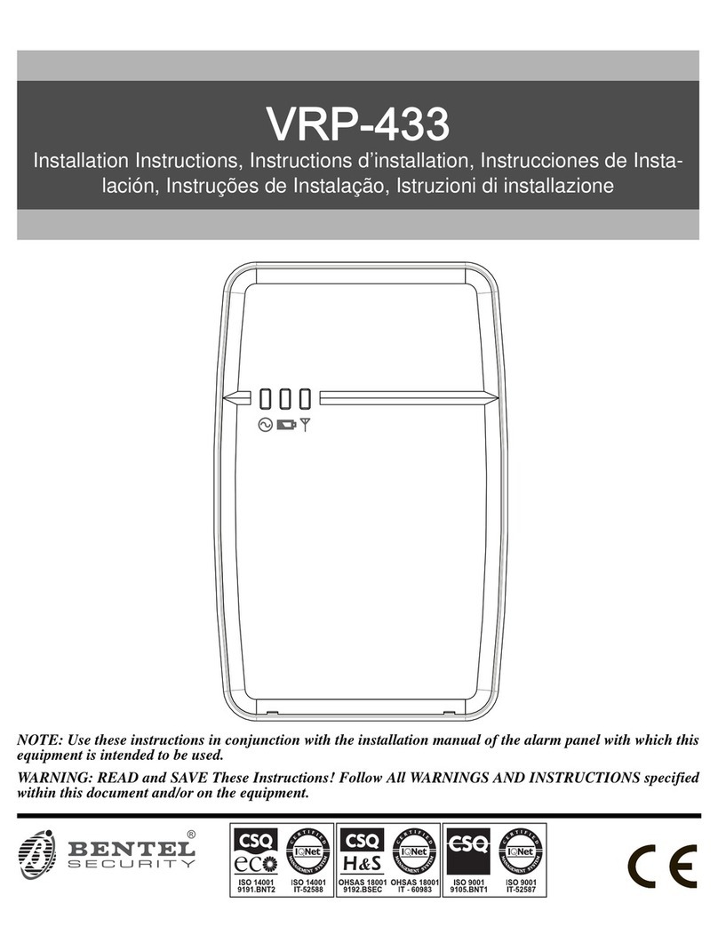Bentel VRP-433 installation instructions
