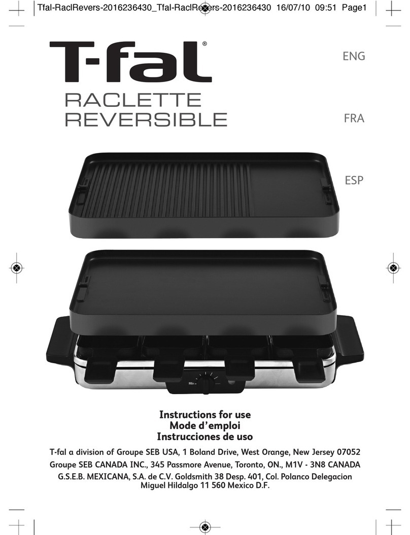 T-Fal RACLETTE REVERSIBLE User manual