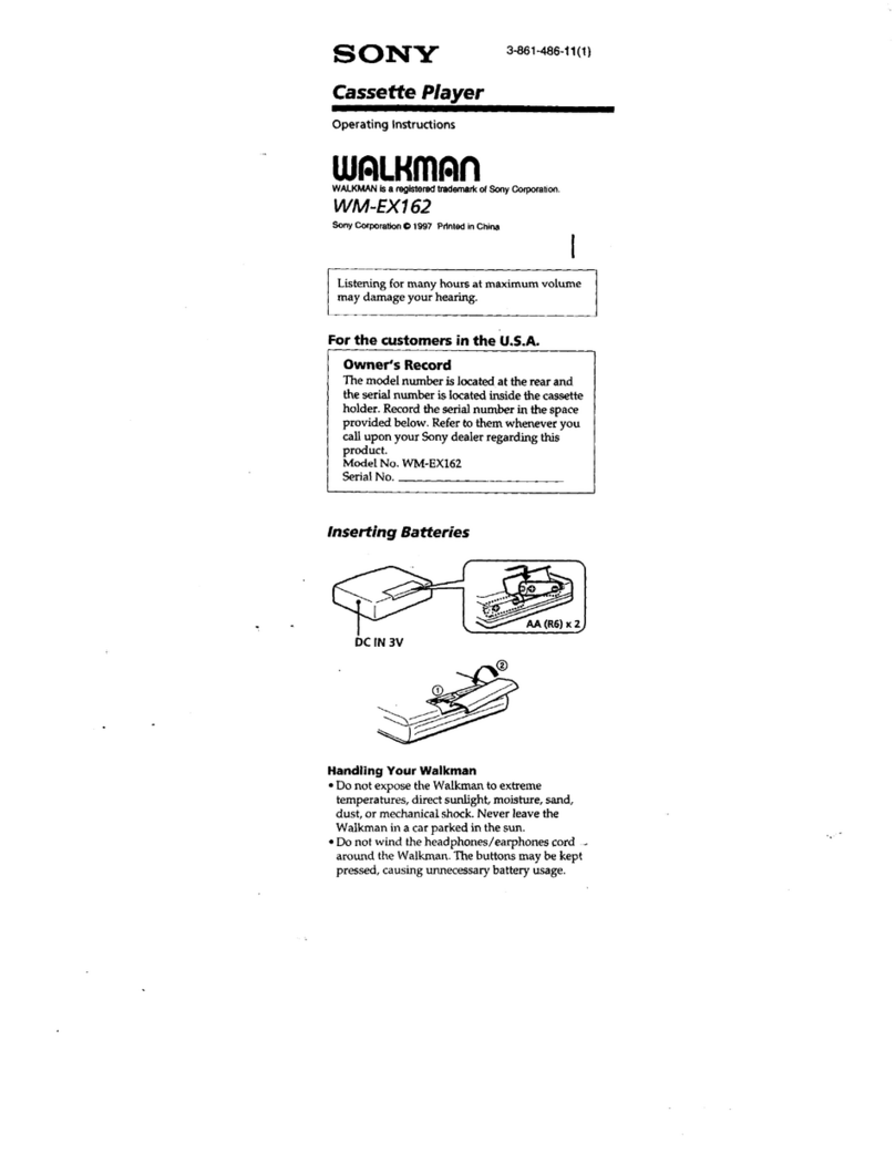 Sony Walkman WM-EX162 User manual Sony Walkman WM-EX162 User manual