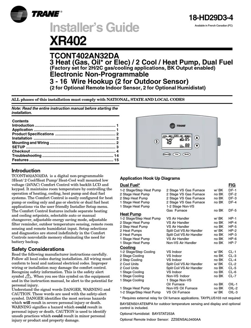 Trane TCONT402AN32DA Installer's guide
