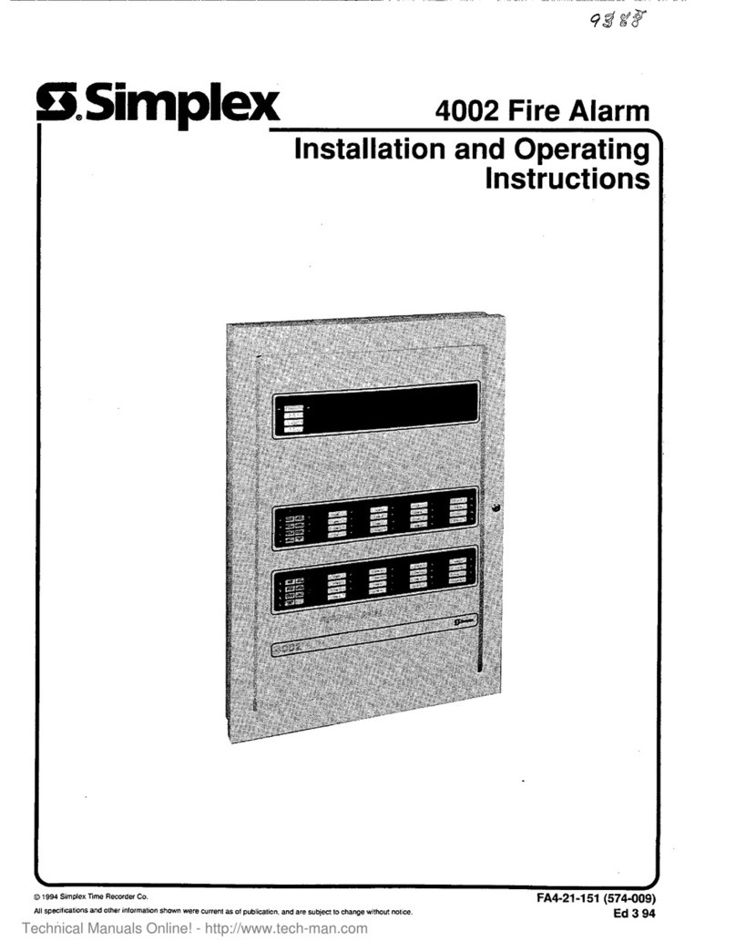 Simplex 4002 Installation and operating instructions