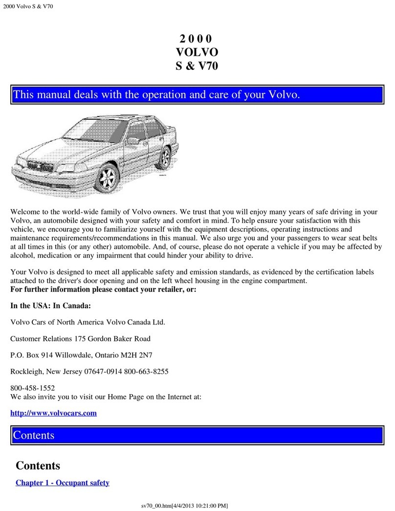 Volvo Early design 2000 S70 User manual Volvo Early design 2000 S70 User manual