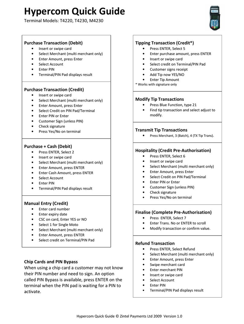 Hypercom M4230 quick guide