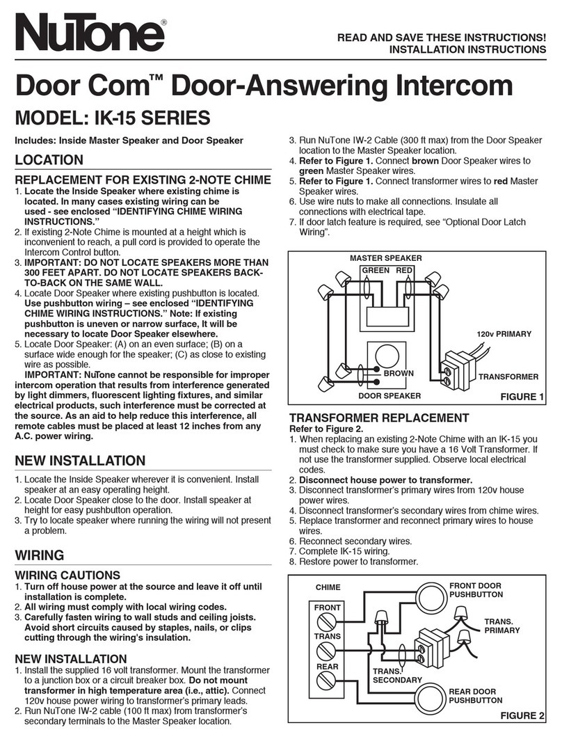 NuTone IK-15 SERIES Installation instruction