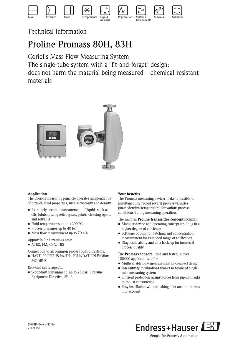 Endress+Hauser Proline Promass 80H technical information Endress+Hauser Proline Promass 80H technical information