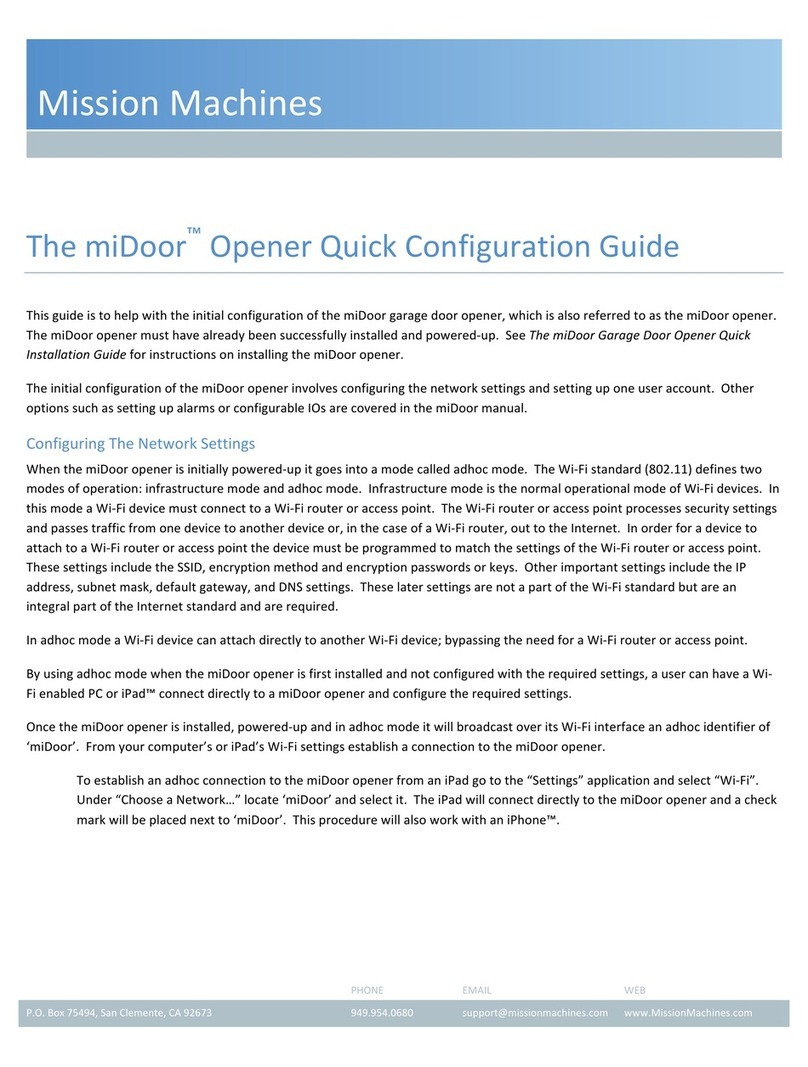 Mission Machines miDoor Quick configuration guide